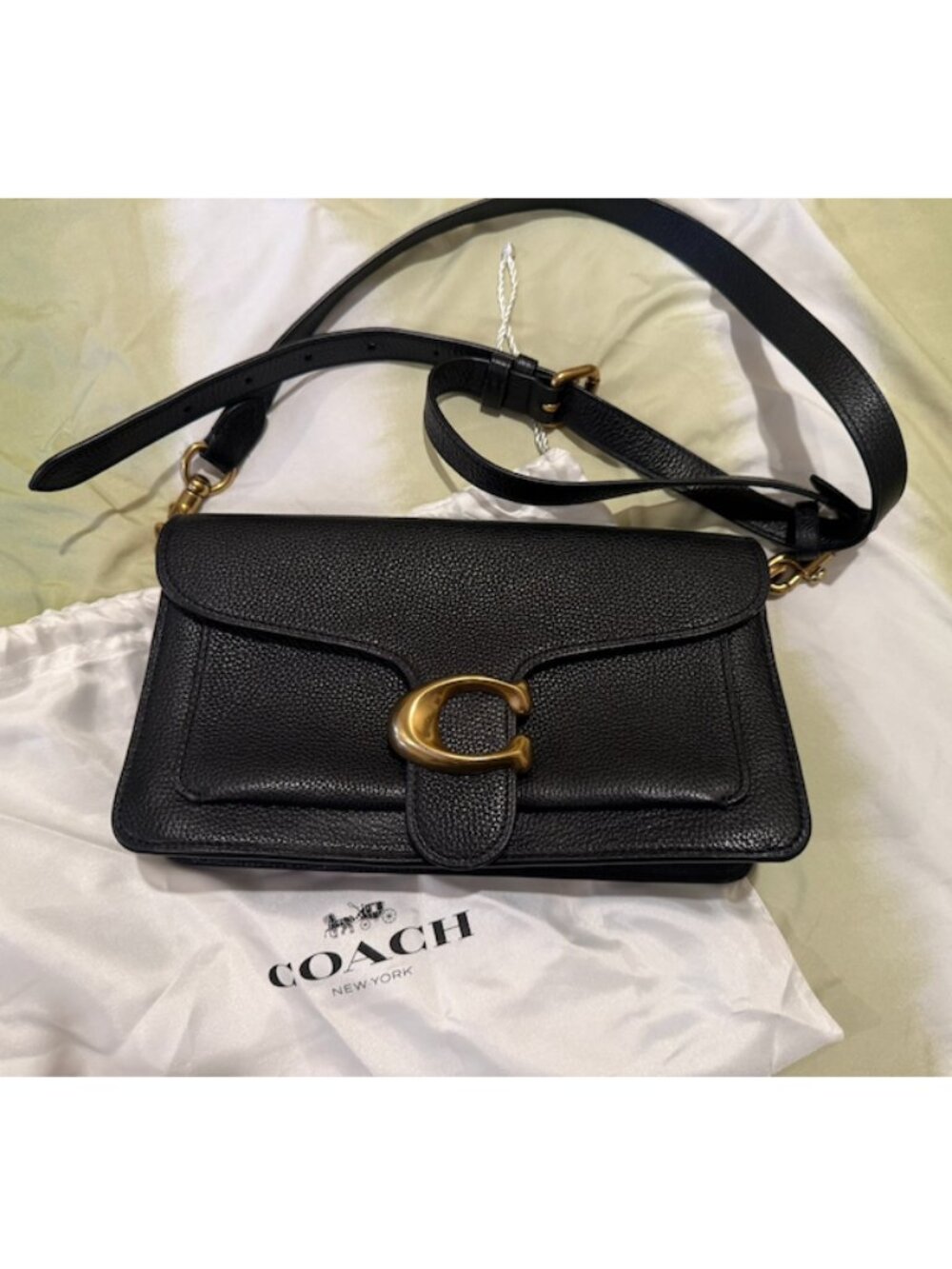 Coach Black Tabby Leather Crossbody Bag – Gold Hardware + Original Dust Bag